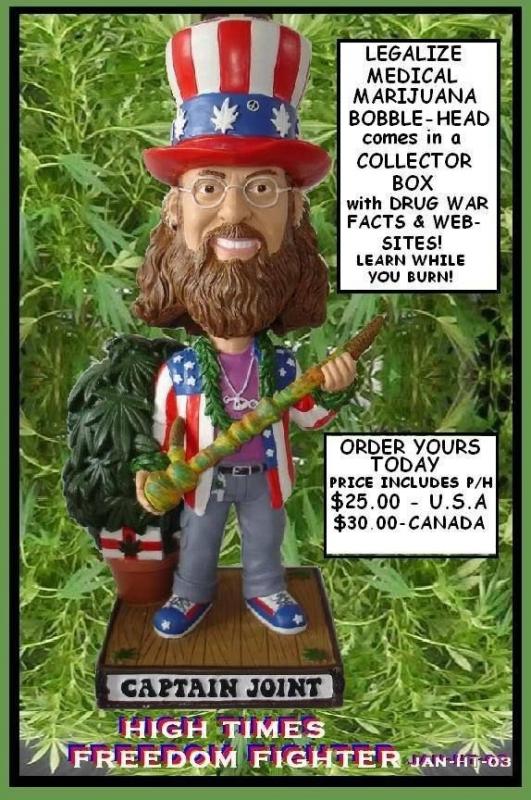 HIGH TIMES CAPTAIN JOINT FOR PRESIDENT MEDICAL MARIJUANA 420 WEED BOBBLEHEAD