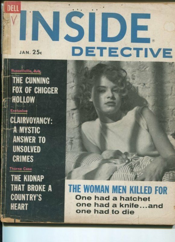 INSIDE DETECTIVE-01/1961-DELL MAGIZINE-CUNNING FOX OF CHIGGER HOLLOW-THORNE VG