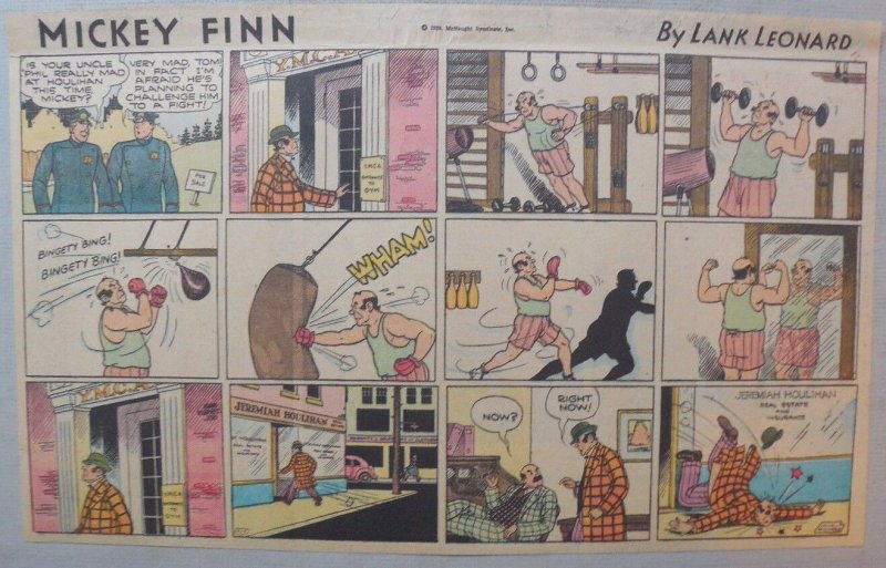 (40) Mickey Finn Sunday Pages by Lank Leonard from 1939 Half Page Size! Police!