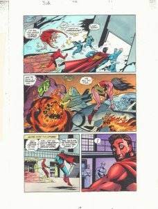JLA #45 p.11 Color Guide Art - Superman, Flash, Wonder Woman by John Kalisz