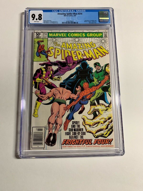 Amazing Spider-man 214 Cgc 9.8 White Pages Newsstand Edition Marvel Bronze