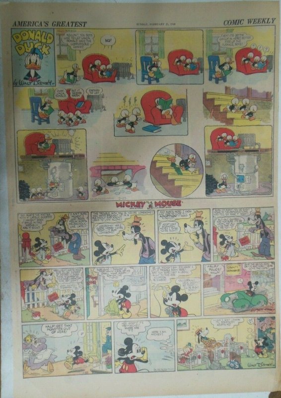 Mickey Mouse & Donald Duck Sunday Page by Walt Disney 2/25/1940 Full Page Size  