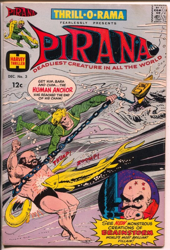 Thrill-O-Rama #3 1965-Harvey-Pirana-Man in B.lack Called Fate-FN