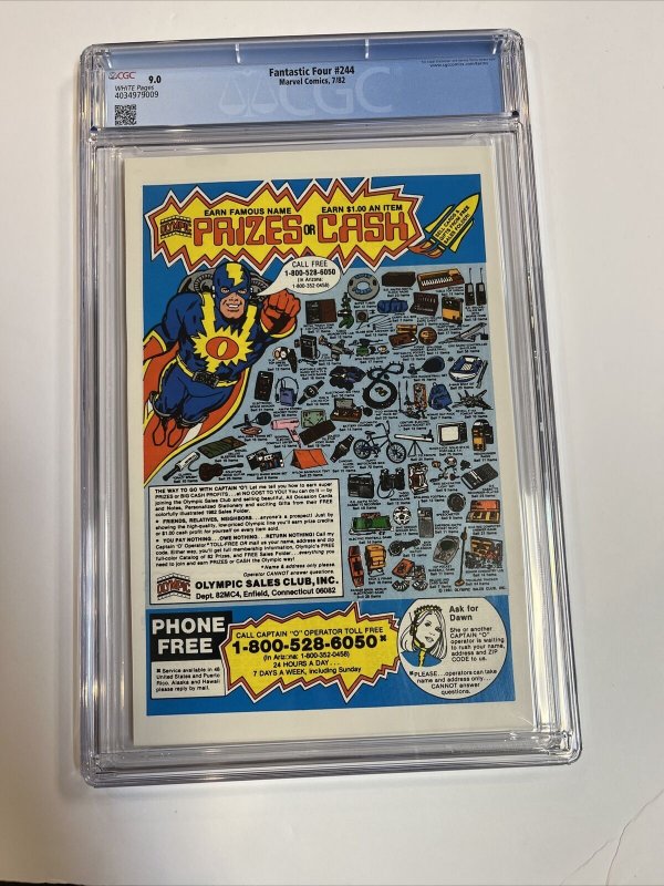 Fantastic Four (1982) # 244 (CGC 9.0 WP) 1st App Nova (Frankie Raye)