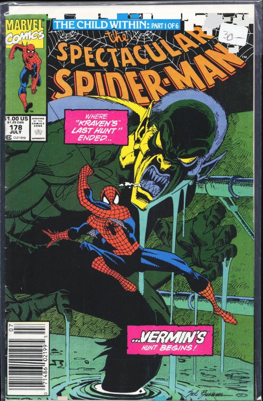 The Spectacular Spider-Man #178 Newsstand Edition (1991) Spider-Man [Key Issue]