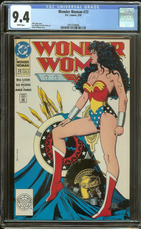 Wonder Woman 72 CGC 9.4   Brian Bolland cover   White Pages