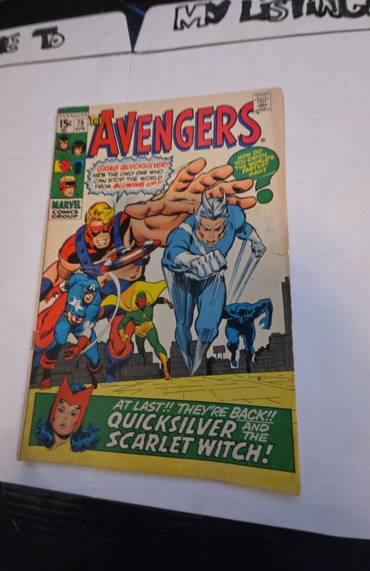 The Avengers #75 (1970)quicksilver/Scarlett witch are back. See description