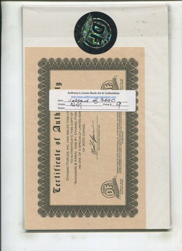 AVENGERS & X-MEN: AXIS #1 (9.2) DYNAMIC FORCES VARIANT WITH COA!! 2014