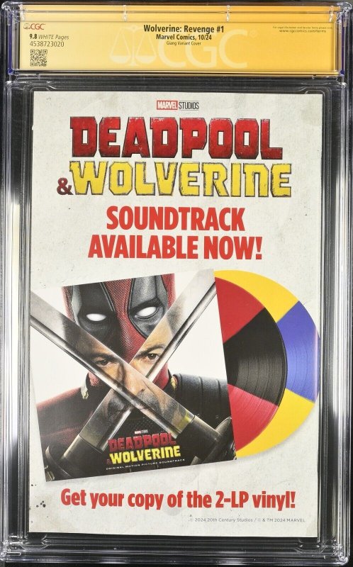 Wolverine : Revenge  (2024) # 1 (CGC 9.8) Signed John Ghang * Marvel *Census = 6