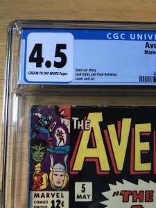 Marvel Comics The Avengers #5 (1963) cgc gd/vg 4.5 Hulk and Lava Men App