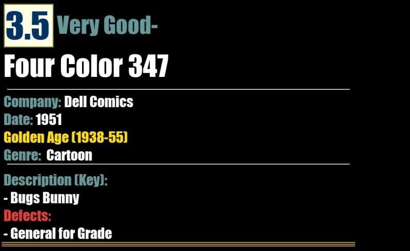 Four Color 347 (1951) VG- Bugs Bunny Dell Comics