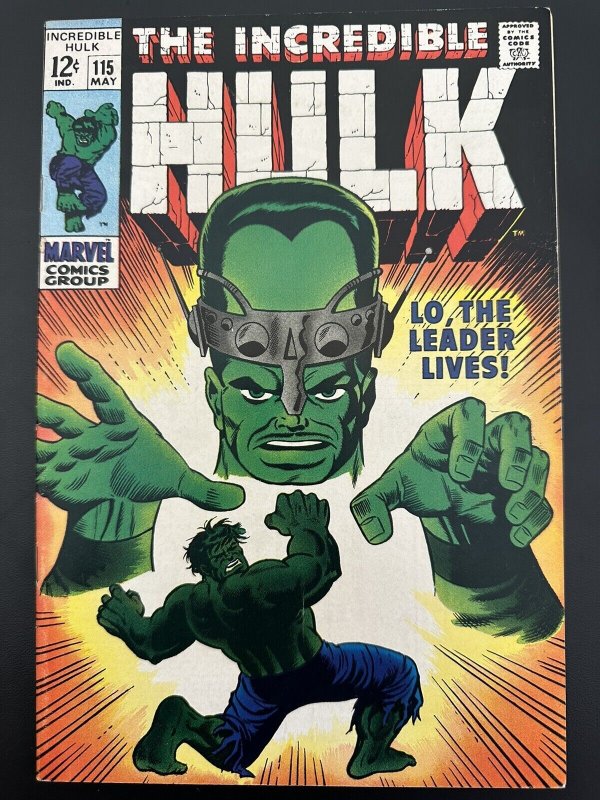 Incredible Hulk #115 FN+ Leader Appearance! Silver Age! (Marvel 1969)