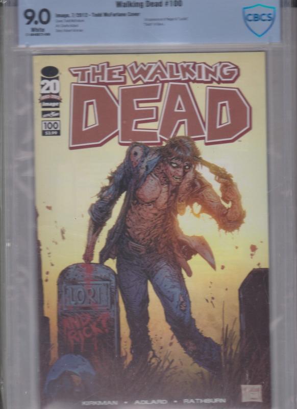 THE WALKING DEAD #100-CBCS-9.0-WHITE-IMAGE-TODD McFARLENE COVER-DEATH OF GLENN