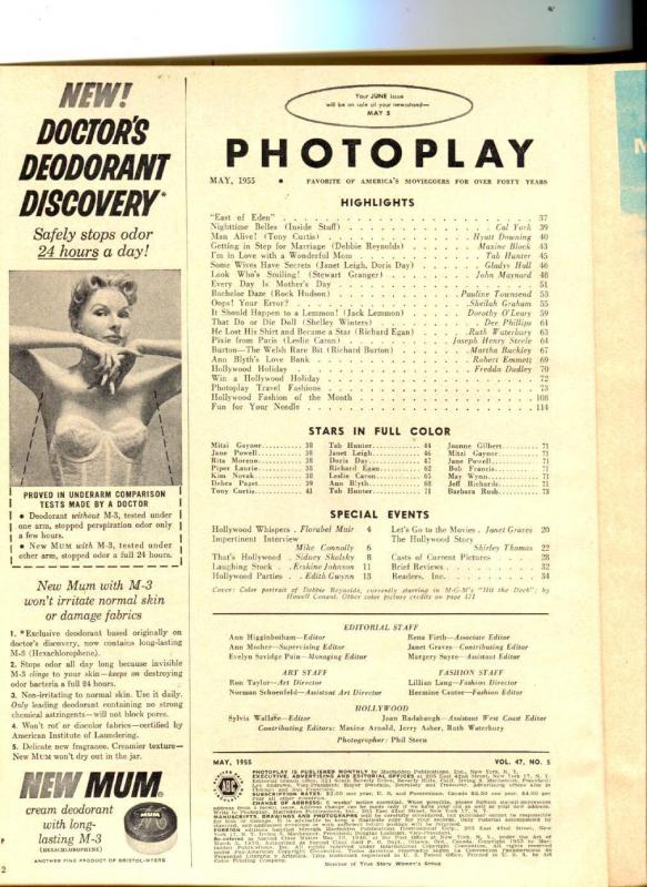 Photoplay-Debbie Reynolds-Jack Lemmon-Tab Hunter-Rock Hudson-Leslie Caron-May-19