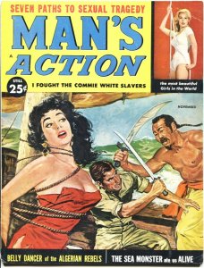 MAN’S ACTION-NOV 1959-BONDAGE-TERROR-CHEESECAKE-BABOONS-PULP THRILLS