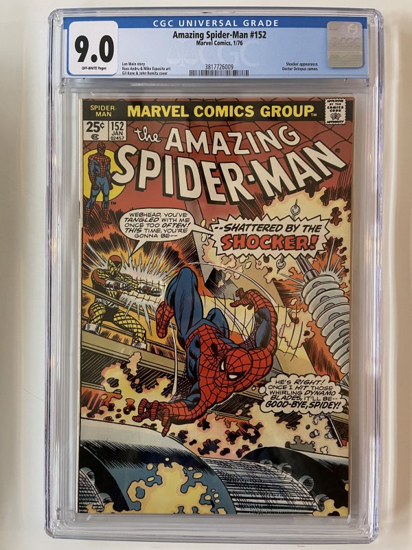 Amazing Spider-Man #152 CGC 9.0 - Shock App and Dr Octopus Cameo