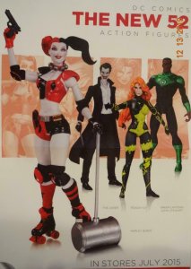 NEW 52 ACTION FIGURES  Promo Poster, 11 x 17, Harley Quinn, Joker, 2014, DC, 353