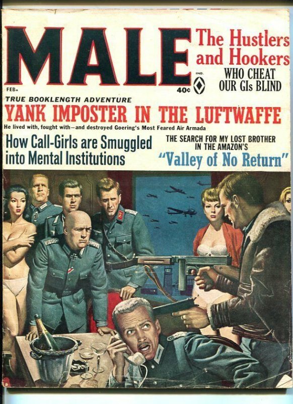 Male Magazine February 1966- Nazi cover, Kunstler- J Edgar Hoover VG