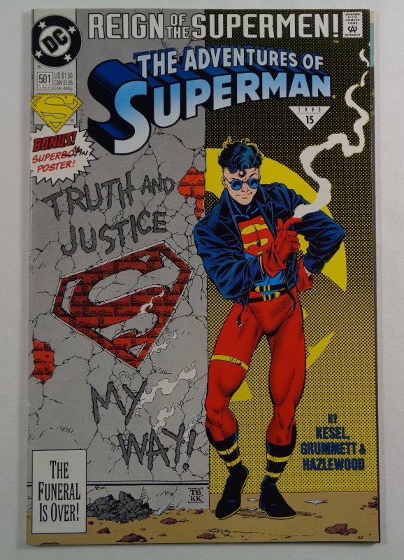 Adventures of Superman #501 Regular FN Poster Front/Back Cover Photos DC 1993