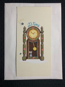 FATHERS DAY IT'S TIME Cute Mouse with Clock 5.5x11 Greeting Card Art #FD7669