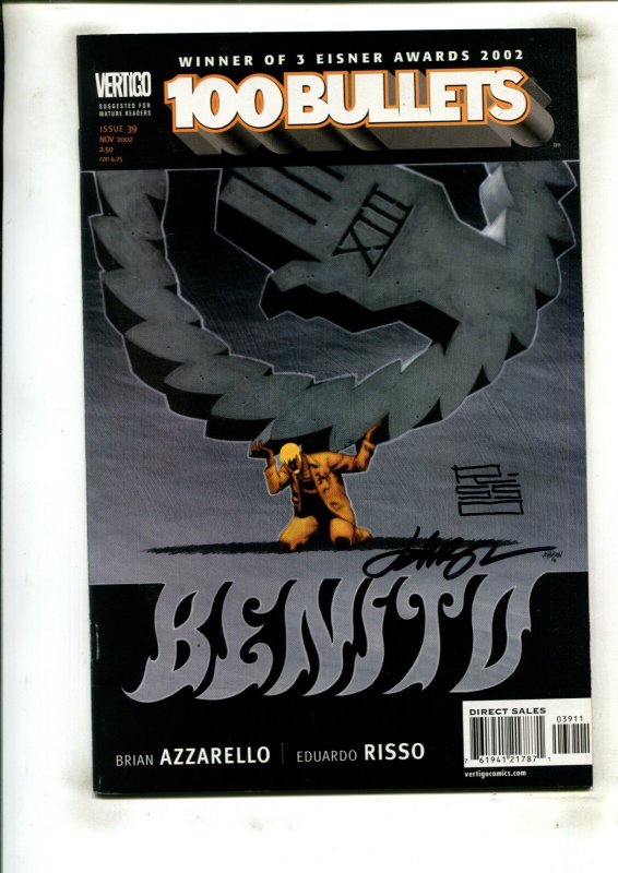 100 BULLETS #39 (9.2) SIGNED BY EDUARDO RISSO & DAVE JOHNSON!! 2002
