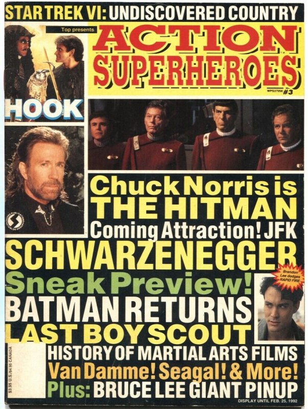 ACTION SUPERHEROES-JUNE 1991-BATMAN-ATAR TREK-VAN DAMME-SEAGAL & MORE