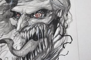 Original Comic Sketch Art Knull Venom Gorkem Demir 9.5x12 Marvel Spider-man