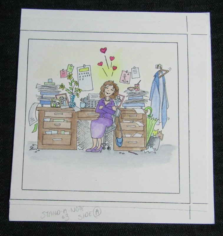 NOTE CUBE Cartoon Woman it's My Mess & ILove It 5.5x6 Greeting Card Art #1254