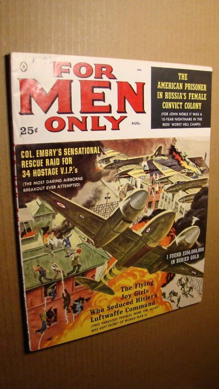 MEN'S ADVENTURE MAG - FOR MEN ONLY *NICE* 1960 PULP SEX GIRL LUFTWAFFE FEMALE