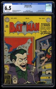 Batman #55 CGC FN+ 6.5 White Pages Joker Cover!