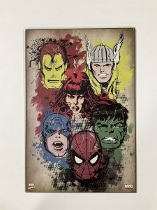 Jack Kirby Headshots Hulk Spider-Man Iron Man Cap Thor Wood plaque 13x19 Marvel