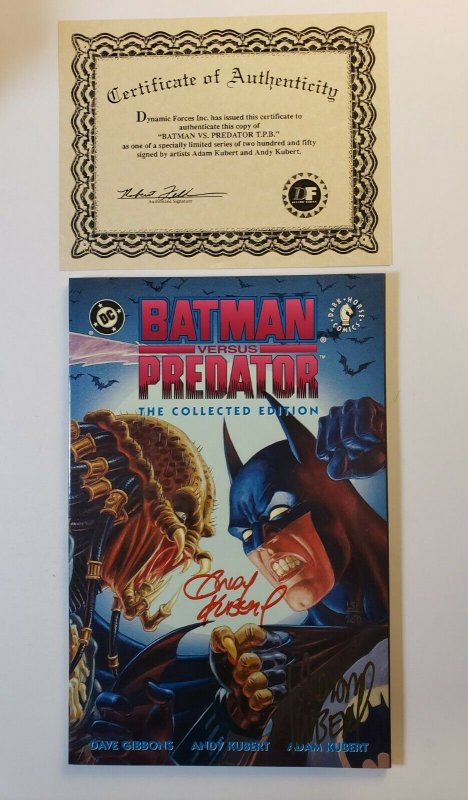 Batman Vs. Predator : The Collected Edition TPB Signed by Andy & Adam Kubert COA