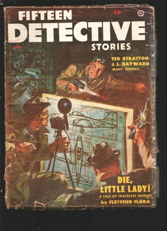 Fifteen Detective Stories 4/1954-Norman Saunders cover-Hardboiled pulp crime-...