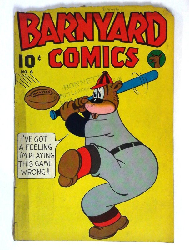 Barnyard Comics #8 baseball cover (1945) Hillman Periodicals FR