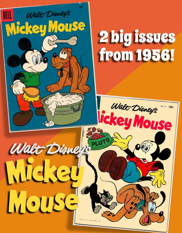 MICKEY MOUSE #49 & 50 (1956) Dell Comics 5.0VG/FN   Murry, Bradbury, McSavage