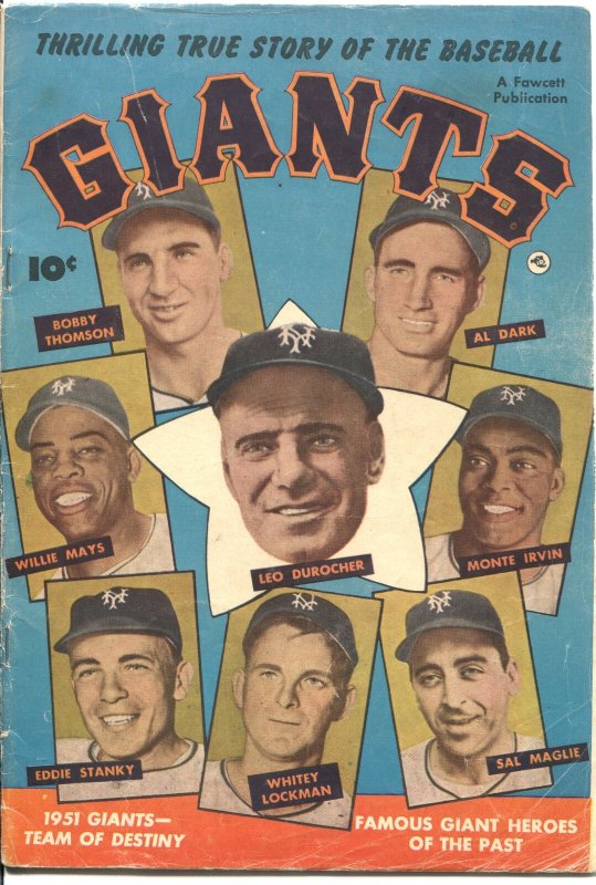 THRILLING TRUE STORY OF THE BASEBALL GIANTS-1952-FAWCETT-WILLY MAYS PHOTO COVER