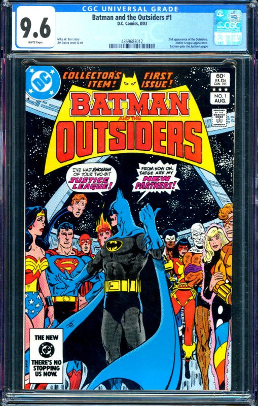 Batman And The Outsiders #1 DC Comics 1983 CGC 9.6 2nd App. Of The Outsiders