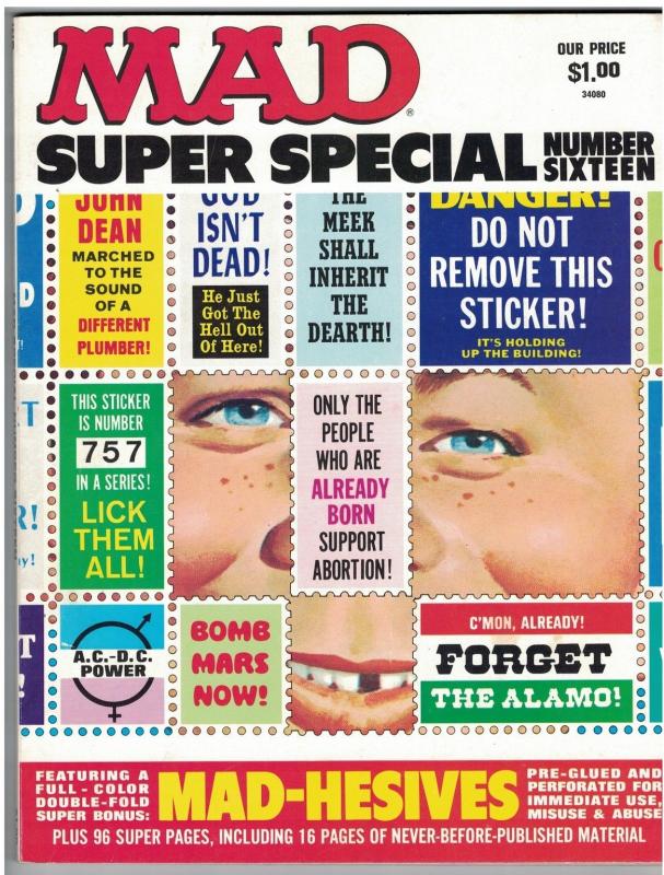 MAD SPECIAL (1975) 16 VF MAD HESIVE STICKERS