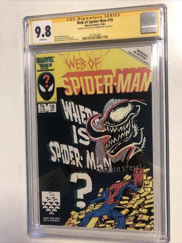 Web Of Spider-Man (1986) #18 (CGC 9.8 SS WP) Signed & Sketch Joe Rubinstein