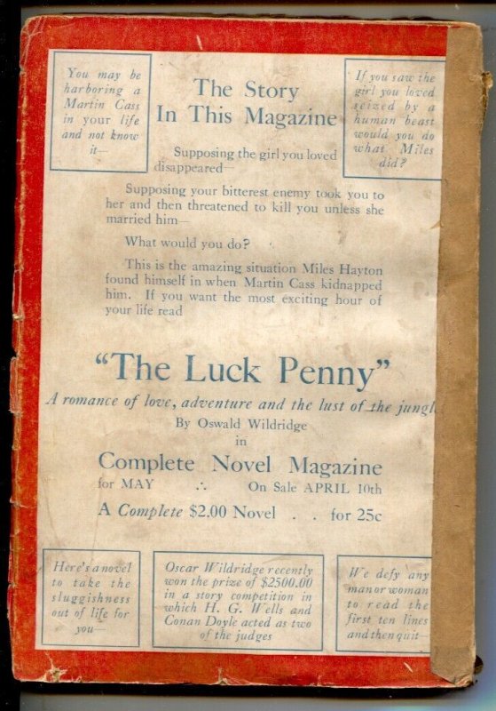 Complete Novel #1 5/1925-First issue-Jungle cover & story-Elusive early adven...