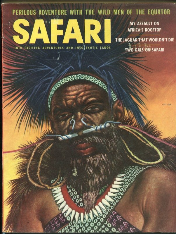 Safari 10/1956-Robert Doares cover-Grizzly bear-vampires-Kashmir-FN