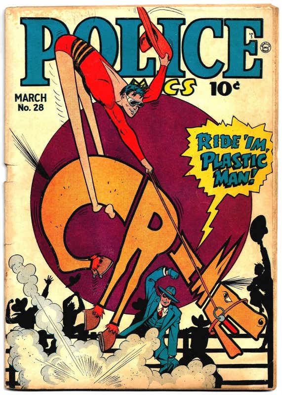 POLICE COMICS #28 (Mar1944) 4.0 VG   Cole's PLASTIC MAN! Eisner's S...