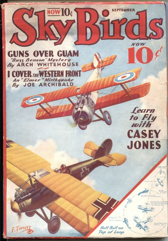 SKY BIRDS  Sept 1933-BUZZ BENSON-HERO PULP-STORIES OF WAR SKIES-FRANK TINSLEY...