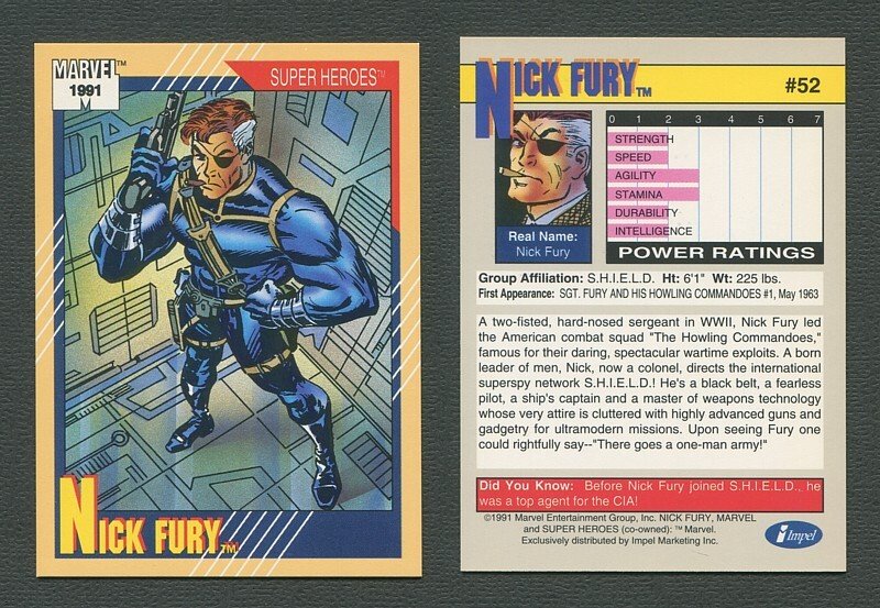 1991 Marvel Comics II  Card  #52 ( Nick Fury )  MINT