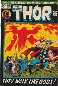 The Mighty Thor # 203 Cover A 1st Print VF+ Marvel 1972 1st Young Gods [K6]