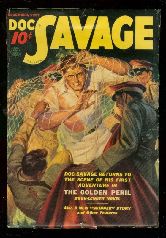 DOC SAVAGE DEC 1937-GOLDEN PERIL-WILD RESTRAINT COVER VG/FN