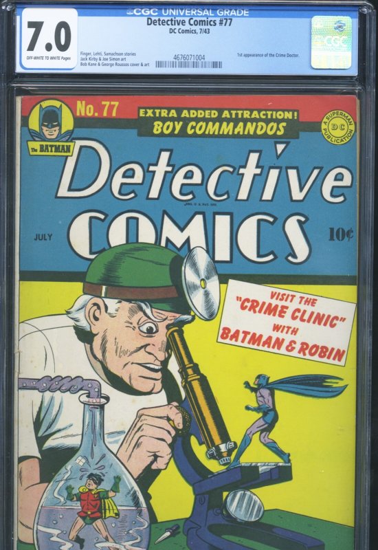 DETECTIVE COMICS #77 - CGC-7.0 - OW-W - Batman/Robin - Kirby