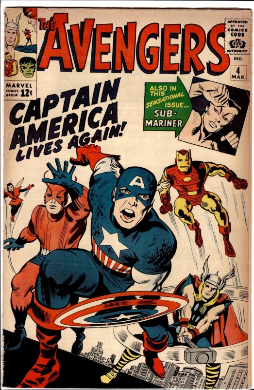 The Avengers #4 (1964) 1st Silver Age Captain America! see description