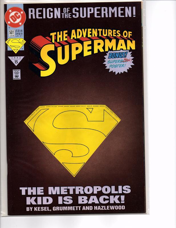 Dc Comics Adventures of Superman #501 Collectors Set 1st new Superboy Die-Cut