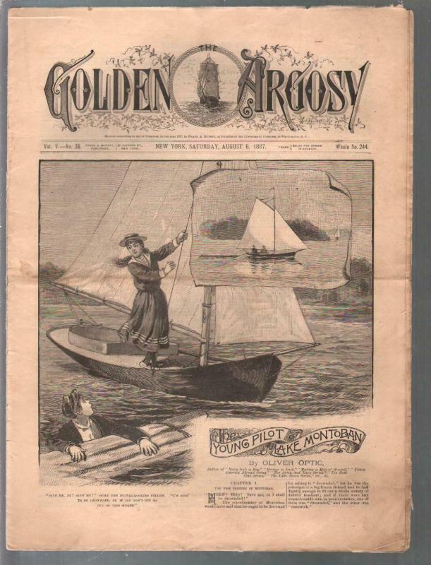 Golden Argosy #244 8/6/1887-Munsey-Argosy precursor-Oliver Optic-VG